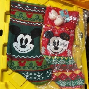 Disney Festive Mickey Mouse Stockings in Red and Green